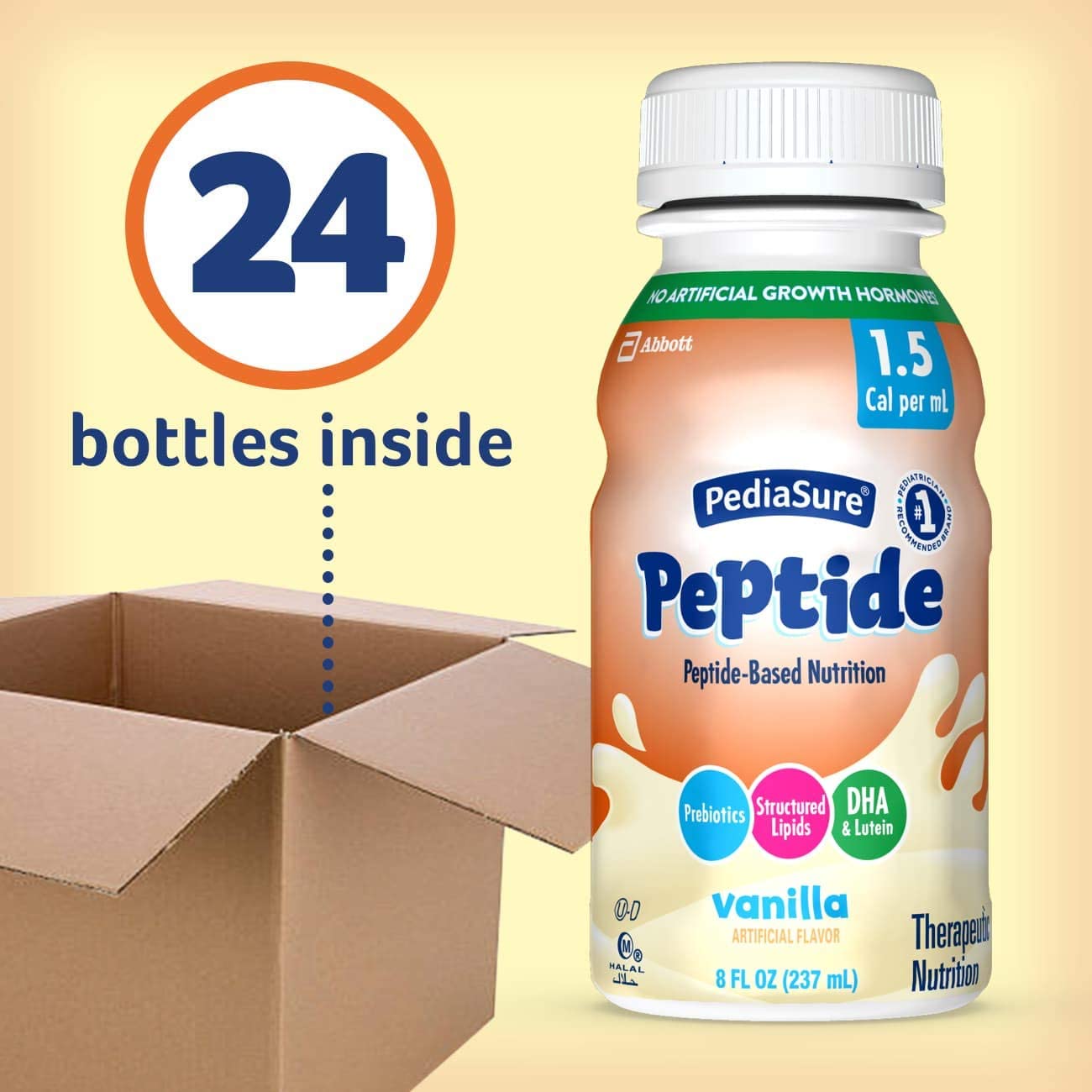 PediaSure Peptide 1.5 Cal, 24 Count, Complete, Balanced Nutrition for Kids with GI Conditions, Pepti