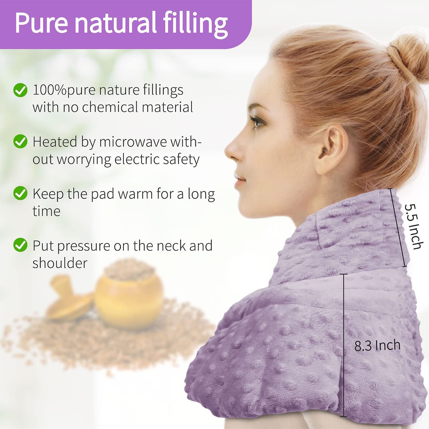 Microwavable Heating Pad for Neck and Shoulders with Herbal Aromatherapy,Calming Heated Neck Wrap wi