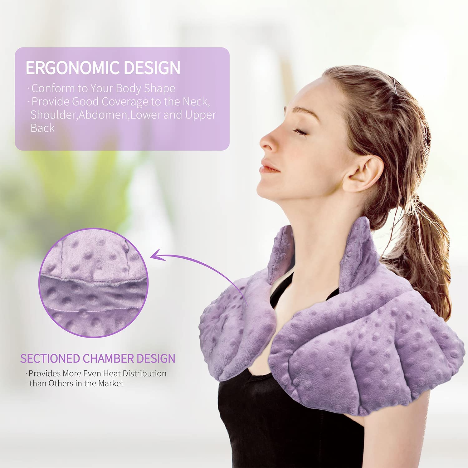 Microwavable Heating Pad for Neck and Shoulders with Herbal Aromatherapy,Calming Heated Neck Wrap wi