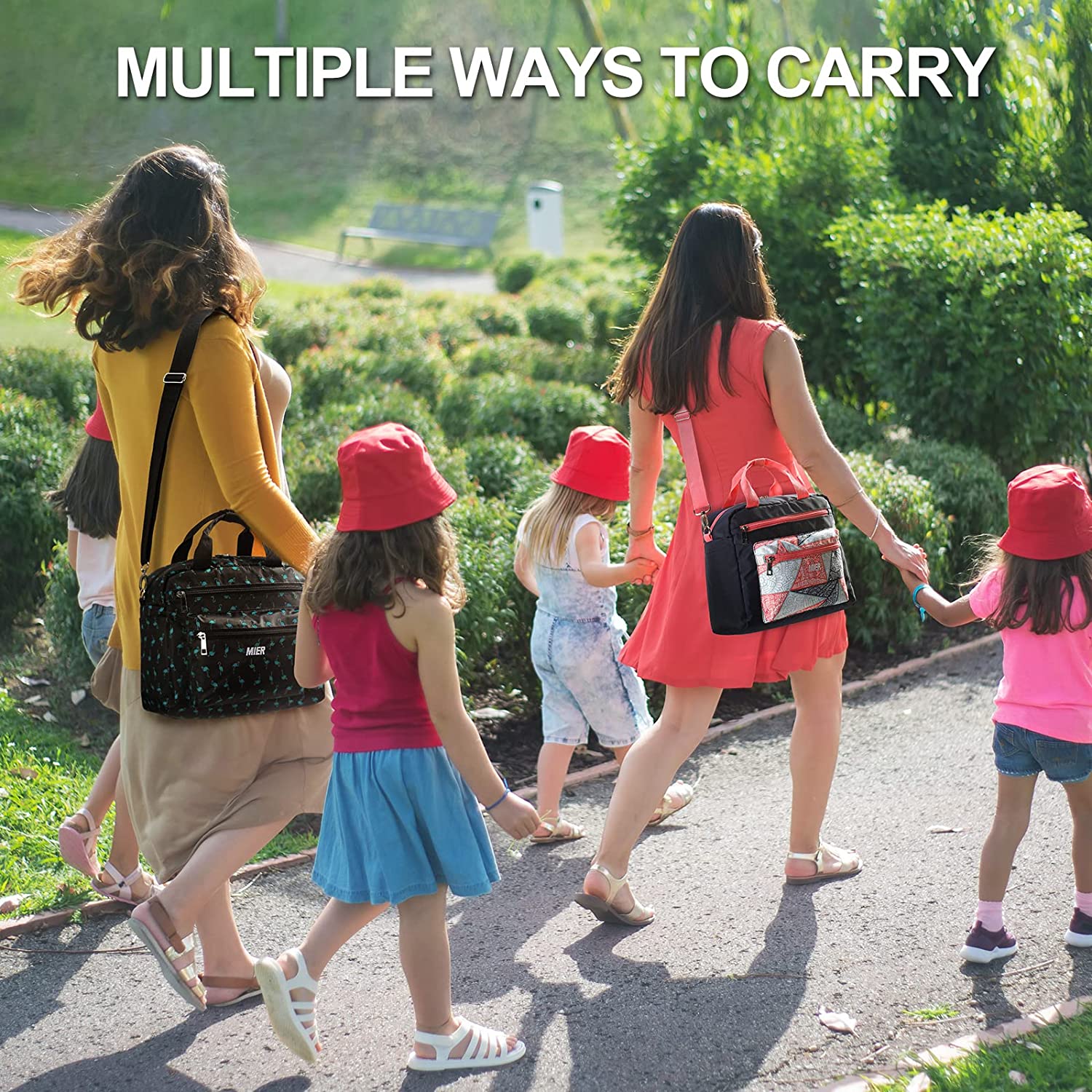 MIER Women's Lunch Totes Stylish Insulated Lunchbox Bag with Shoulder Strap for Adult Women Large Fa