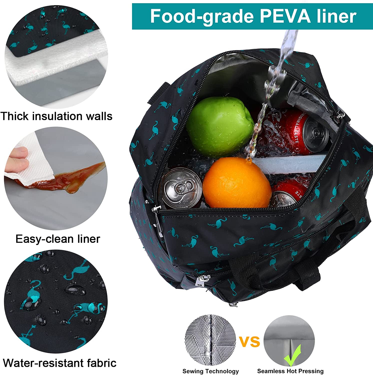 MIER Women's Lunch Totes Stylish Insulated Lunchbox Bag with Shoulder Strap for Adult Women Large Fa