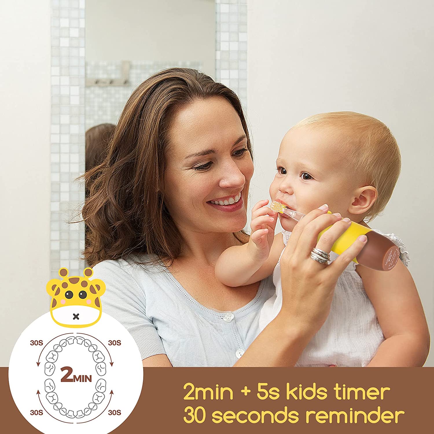 Toddler Electric Toothbrush, ANSAUCT Infant Toothbrush with Smart LED Timer and Sonic Baby Electric 