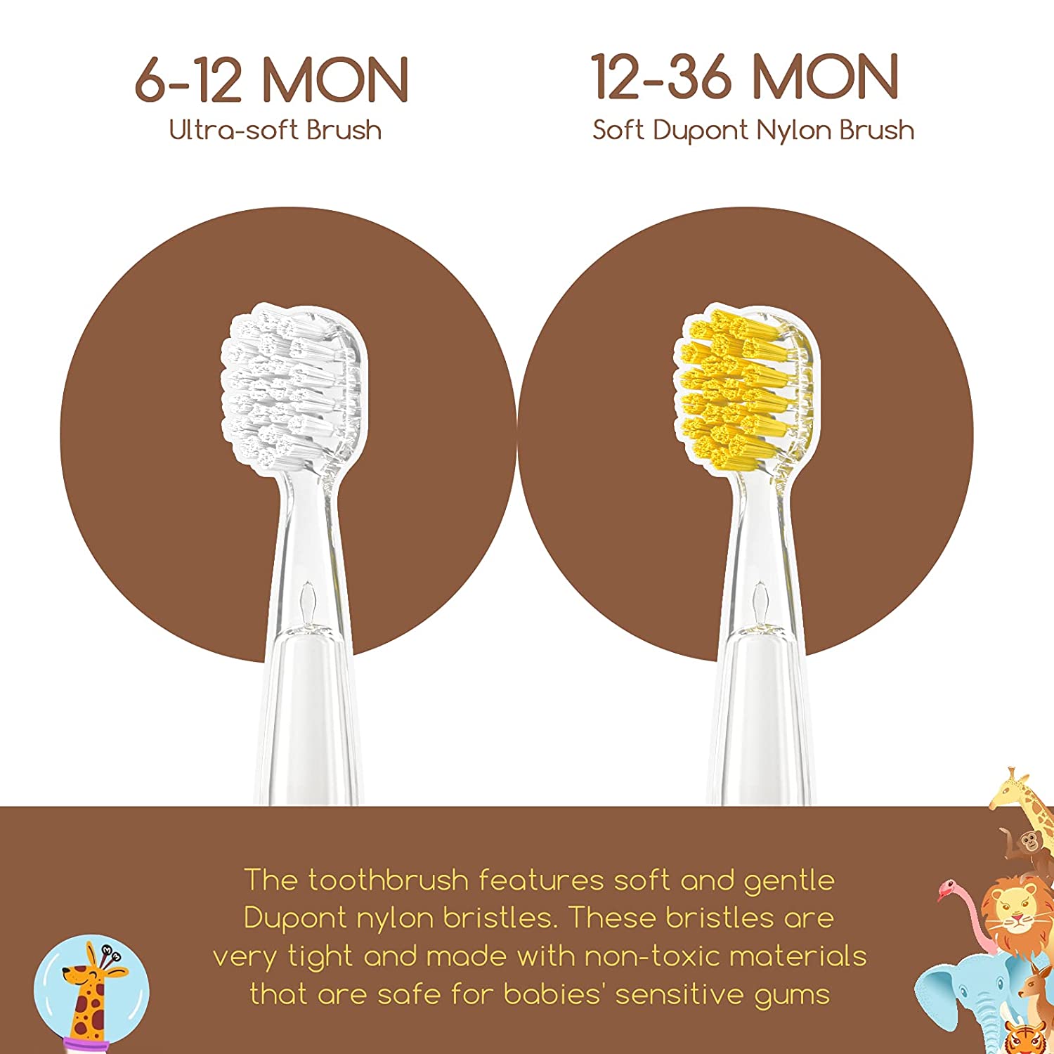 Toddler Electric Toothbrush, ANSAUCT Infant Toothbrush with Smart LED Timer and Sonic Baby Electric 