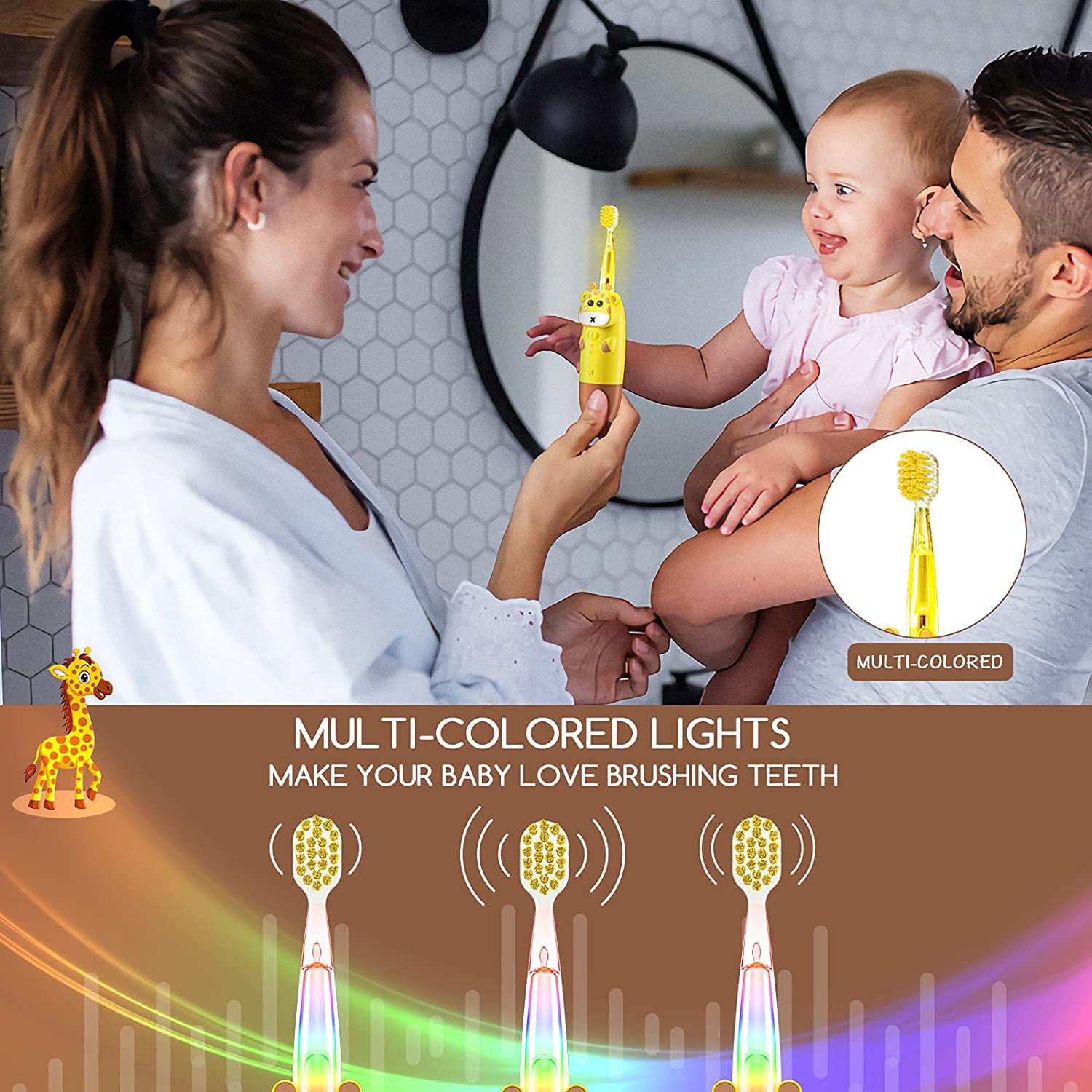 Toddler Electric Toothbrush, ANSAUCT Infant Toothbrush with Smart LED Timer and Sonic Baby Electric 