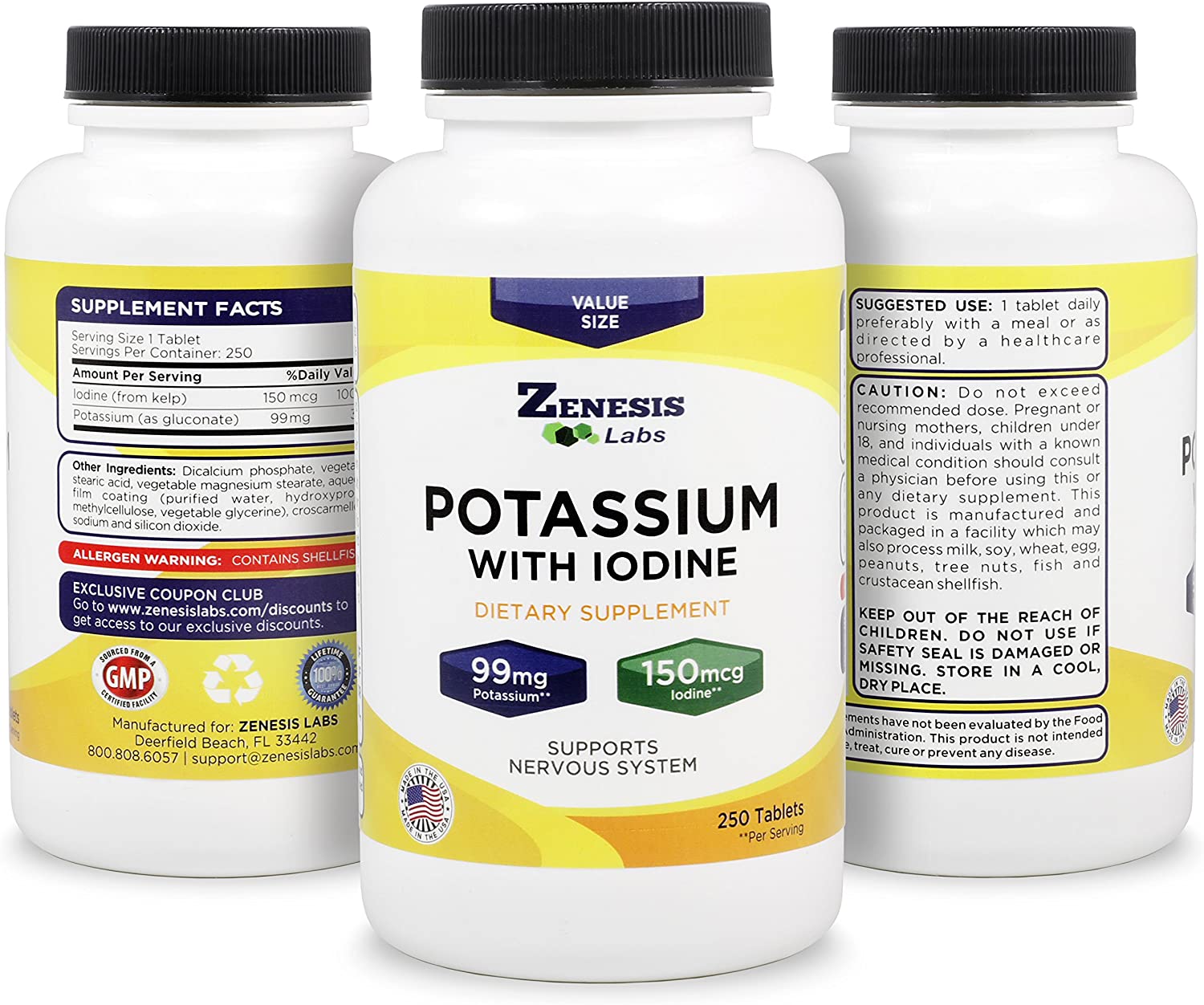 Potassium Gluconate with Iodine Kelp 250 Tablets 99mg per Tablet