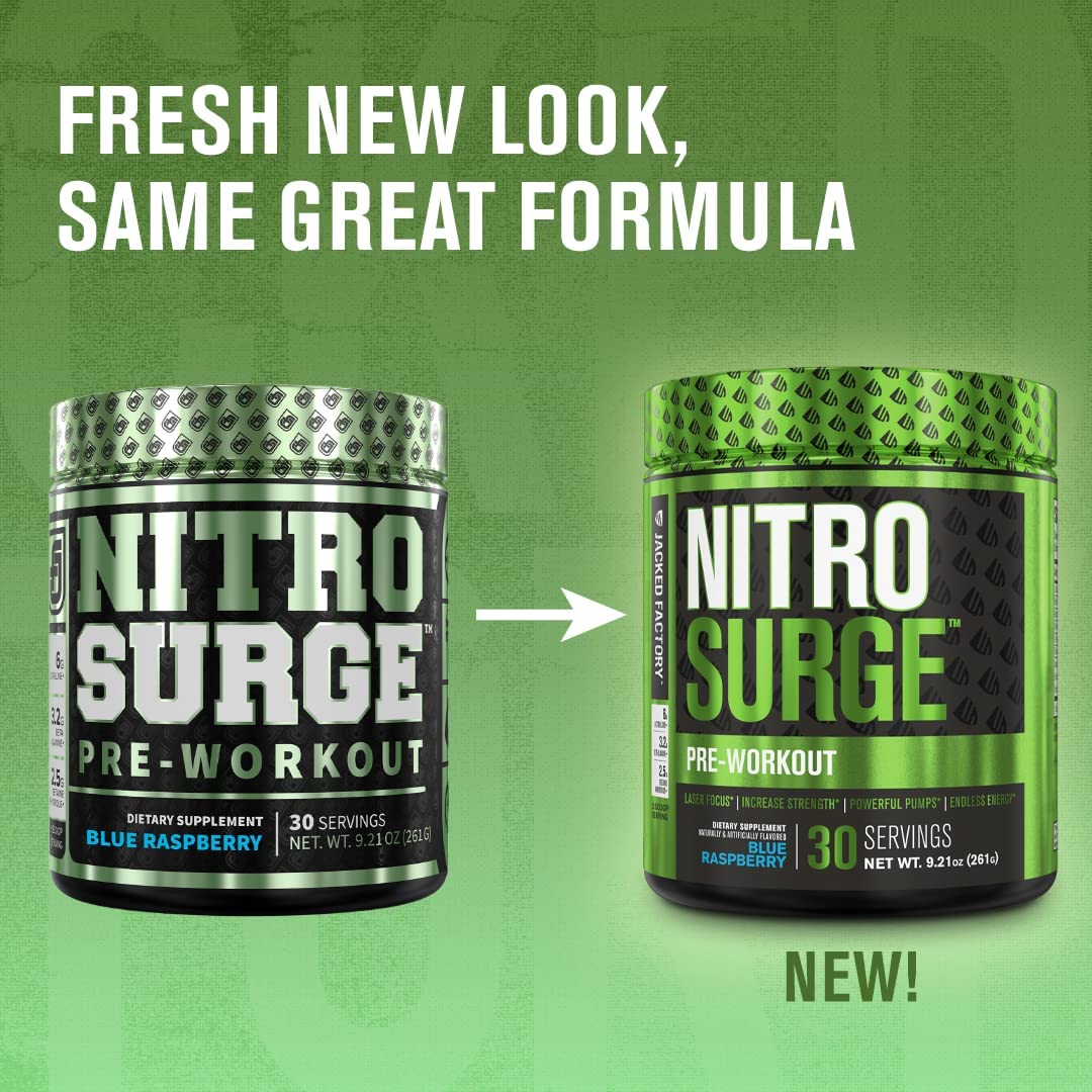 NITROSURGE Pre Workout Supplement - Energy Booster, Instant Strength Gains, Clear Focus, & Intense P