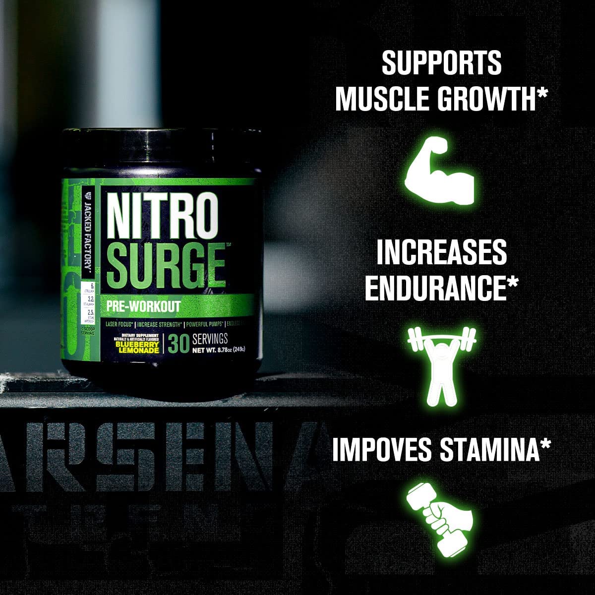 NITROSURGE Pre Workout Supplement - Energy Booster, Instant Strength Gains, Clear Focus, & Intense P
