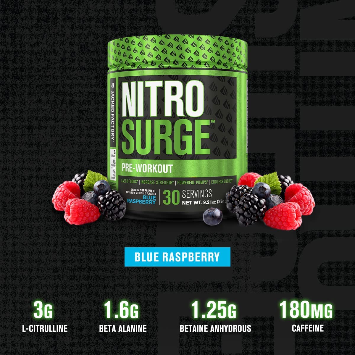 NITROSURGE Pre Workout Supplement - Energy Booster, Instant Strength Gains, Clear Focus, & Intense P