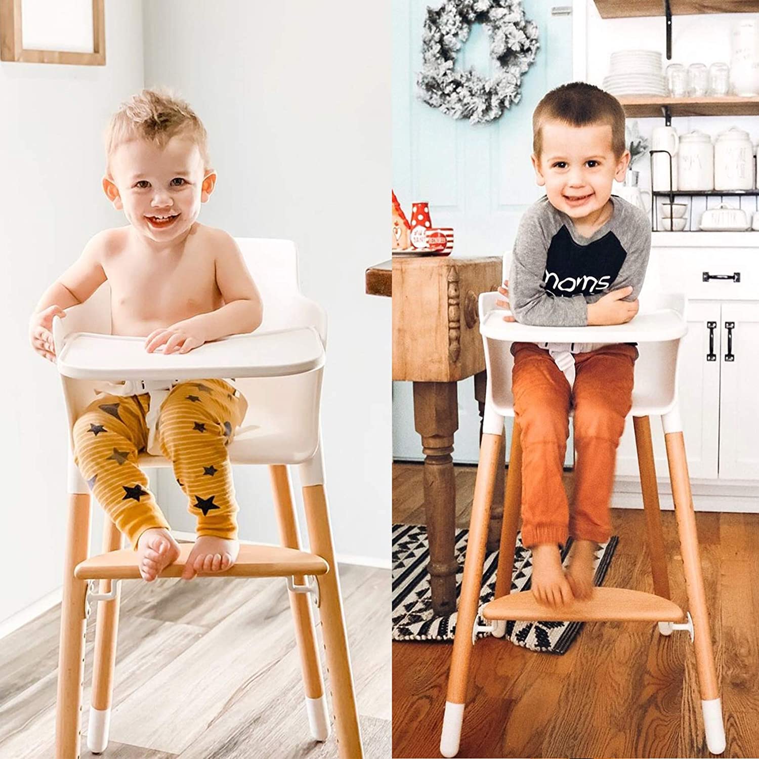 HAN-MM Baby High Chair, Wooden High Chair with Removable Tray and Adjustable Legs for Baby/Infants/T