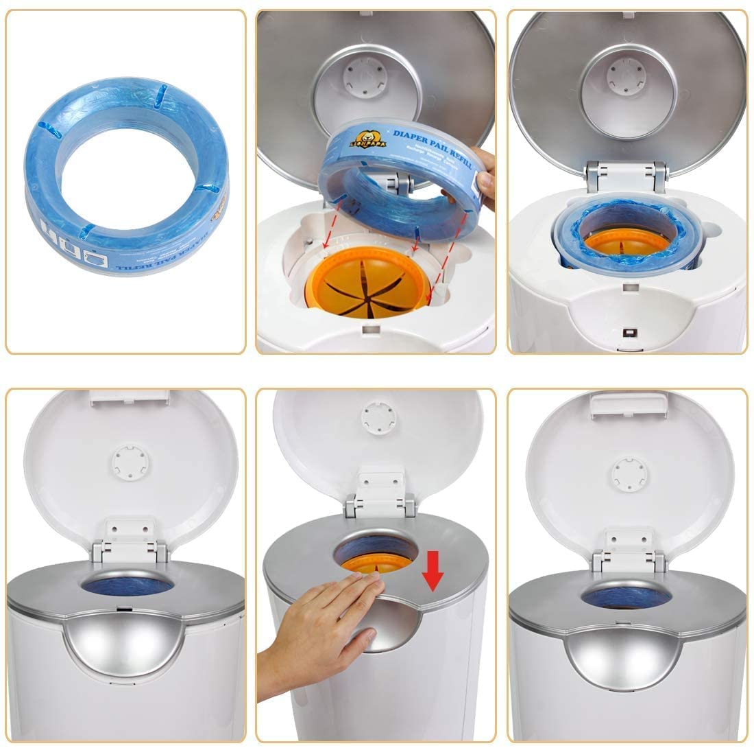 LIONPAPA Diaper Pail Refills for Diaper Genie Pails and Munchkin Diaper Pails 8 pack