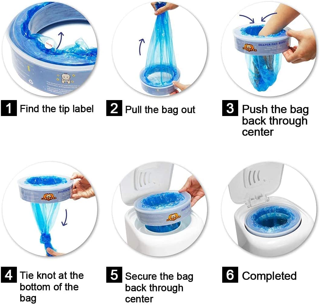 LIONPAPA Diaper Pail Refills for Diaper Genie Pails and Munchkin Diaper Pails 8 pack