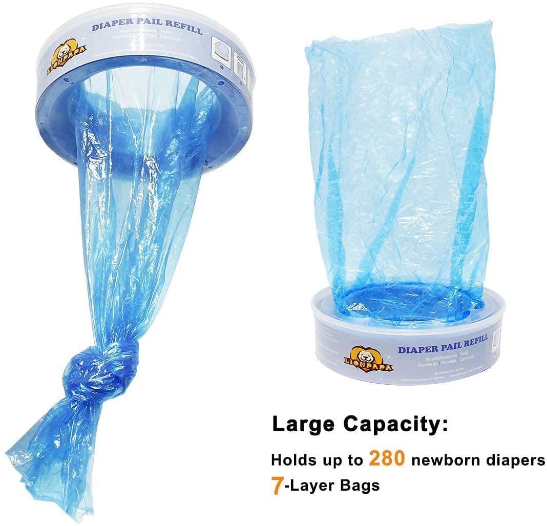 LIONPAPA Diaper Pail Refills for Diaper Genie Pails and Munchkin Diaper Pails 8 pack