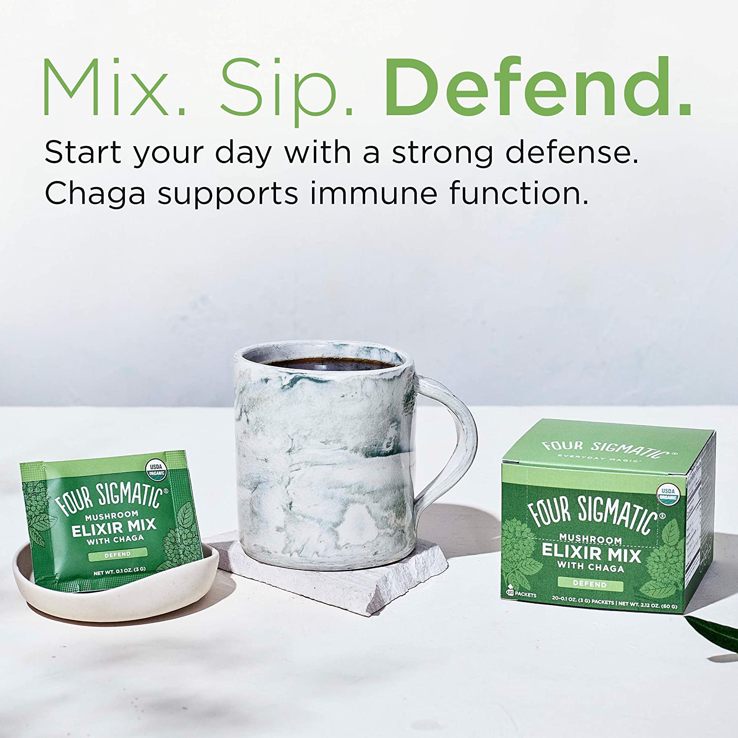 Four Sigmatic Chaga Mushroom Elixir, Organic Chaga Mushroom Powder, Pack of 20 & Mashroom Instant Co