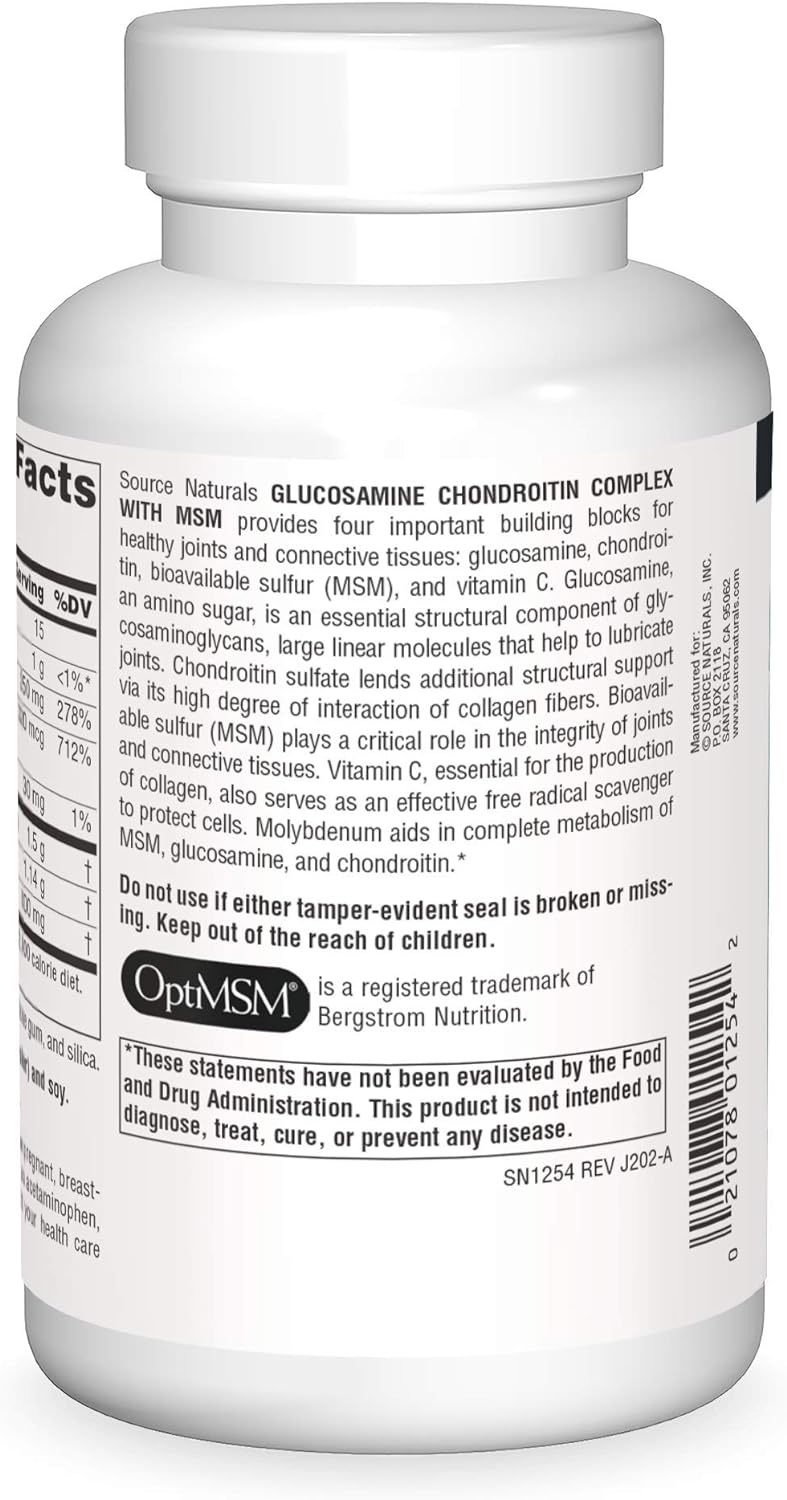 Source Naturals Glucosamine Chondroitin Complex With MSM - 120 Tablets