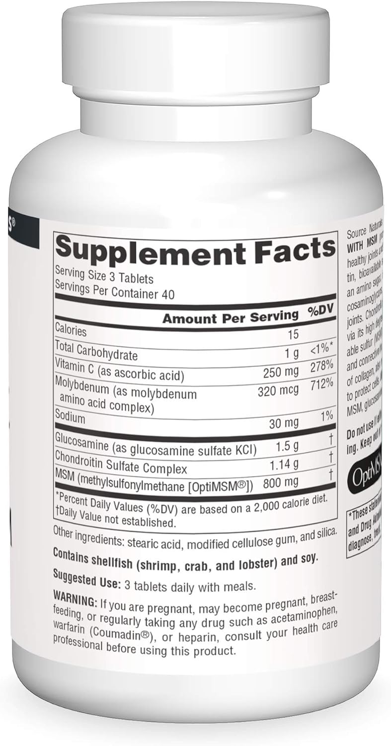 Source Naturals Glucosamine Chondroitin Complex With MSM - 120 Tablets