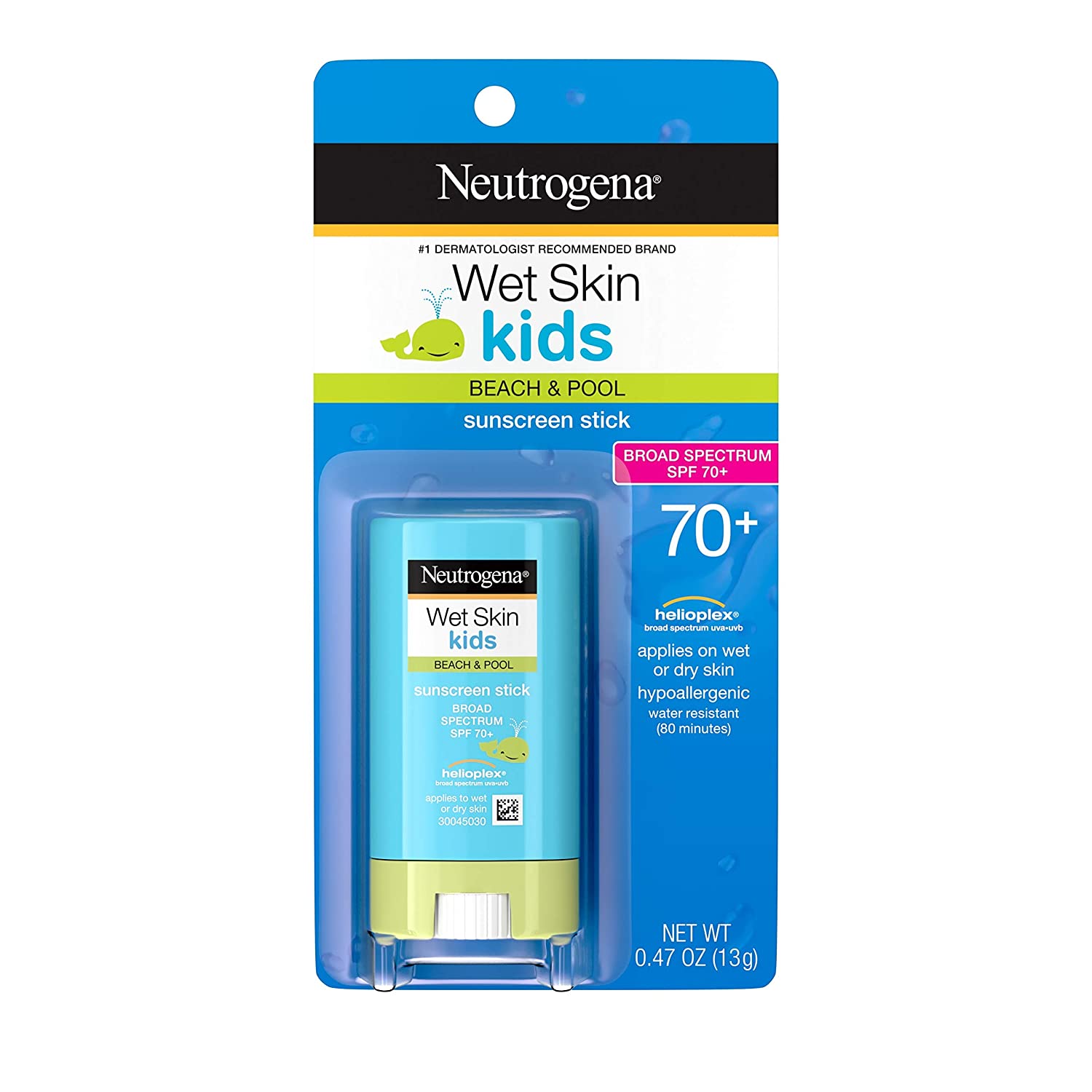 Neutrogena Wet Skin Kids Water Resistant Sunscreen Stick for Face and Body, Broad Spectrum SPF 70, 0
