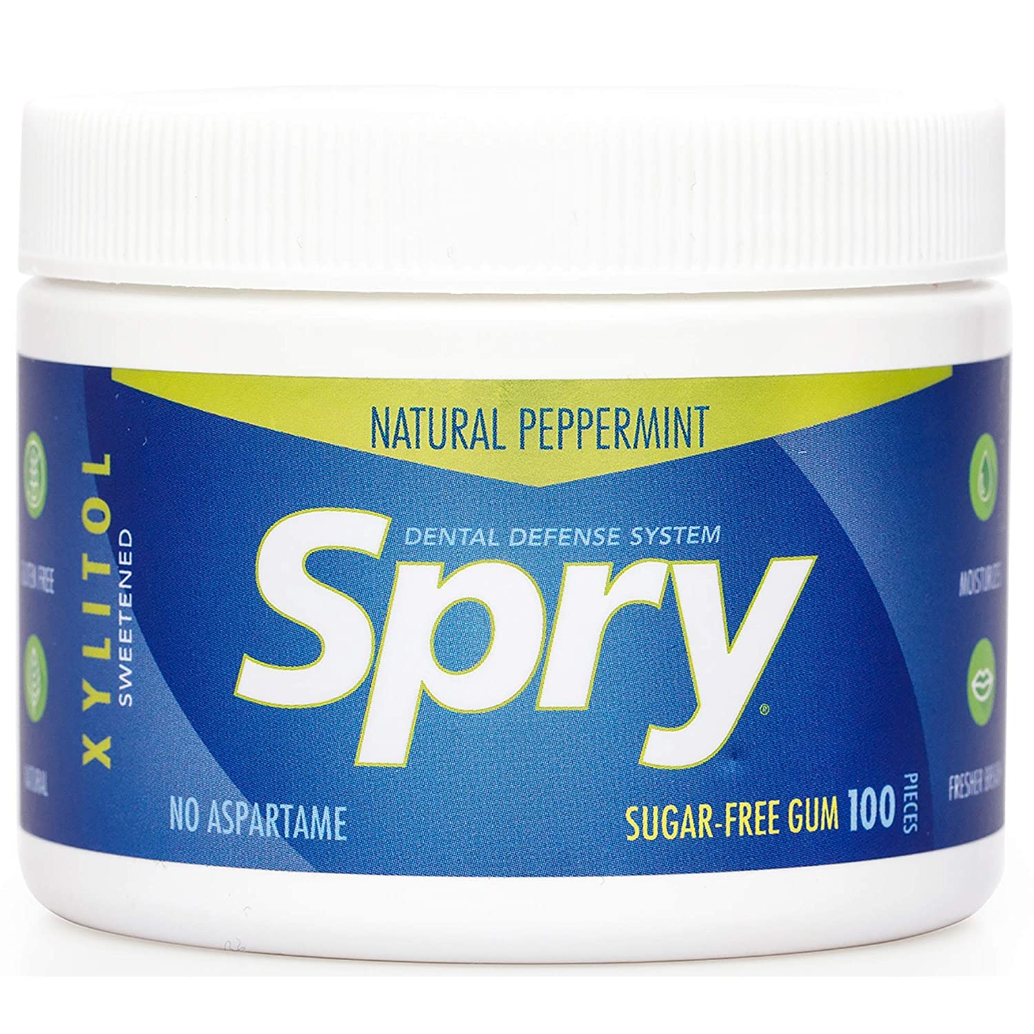 Spry Fresh Natural Xylitol Chewing Gum Dental Defense System Aspartame-Free Sugar Free Gum (Peppermi