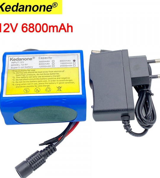 12V 6800mah Lithium 6.8Ah Rechargeable 12v Battery Pack with BMS + 12.6V Charger