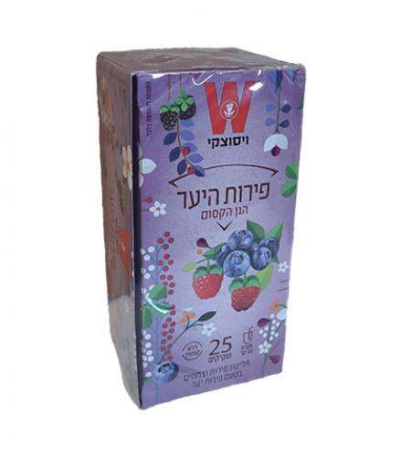 שקיקי תה פירות היער ללא קפאין - הגן הקסום 25 שקיקים משקל שקית 2.7 גרם - ויסוצקי כשר לפסח הרב רובין